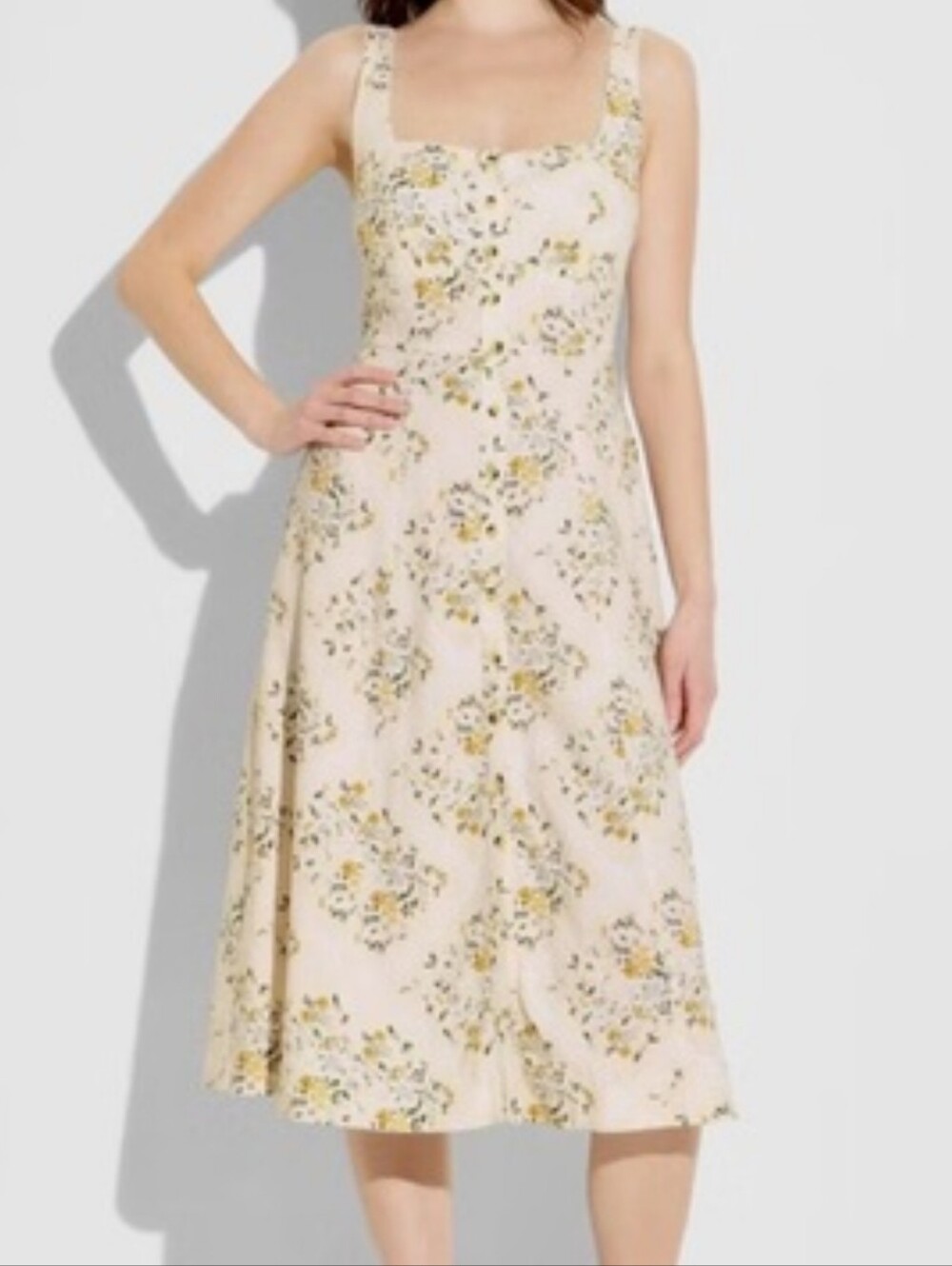 Nwt Wild Fable Light Yellow Floral Buttondown Dress